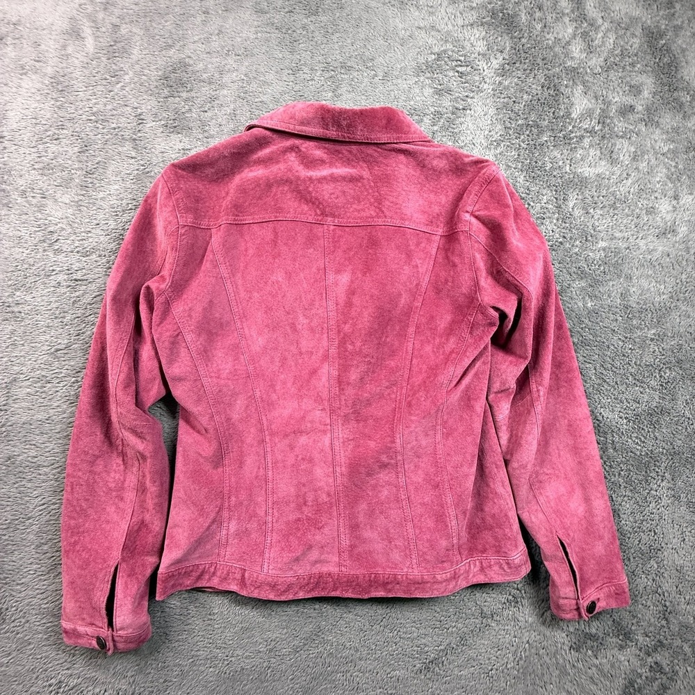 For Joseph M Pink Suede Leather Jacket Womens Button Front Y2K Vintage - Picture 3 of 6